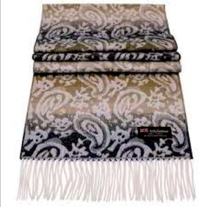 SCOTTISH 100% cashmere paisley ombre fringe trim winter scarf